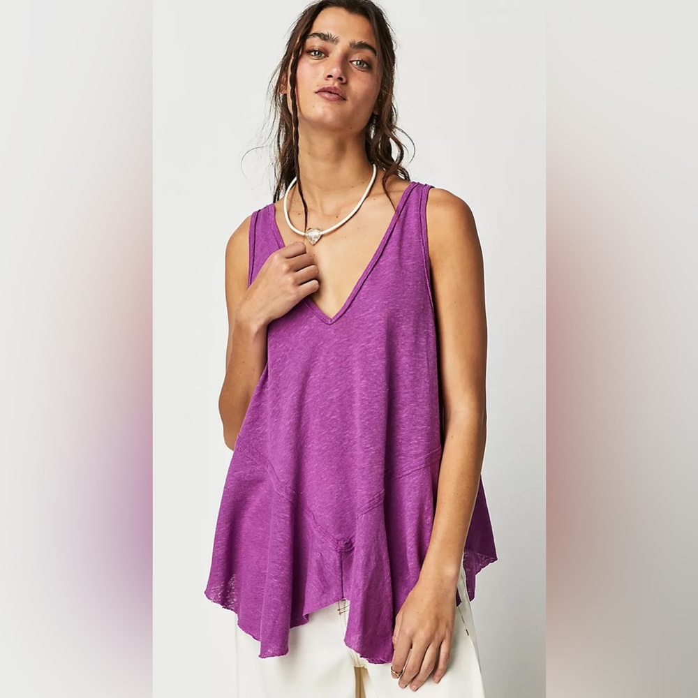 FREE PEOPLE Rosie Drop Waist Tank Summer Bloom Fuchsia We The Free NWT